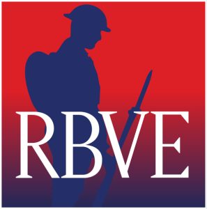 Royal British Veterans Enterprise Logo. A Tommy Soldier Silhouette sits behind the letters RBVE