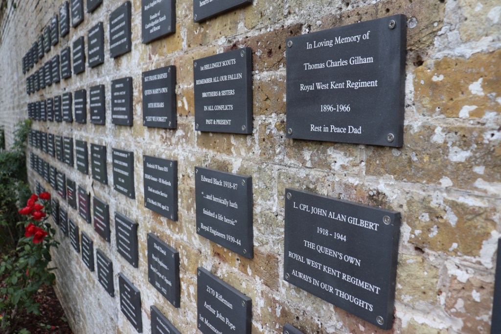 Close up of plaques on RBVE's Wall of Honour