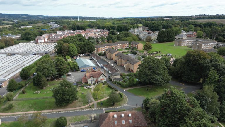 An aerial shot of the RBVE Village